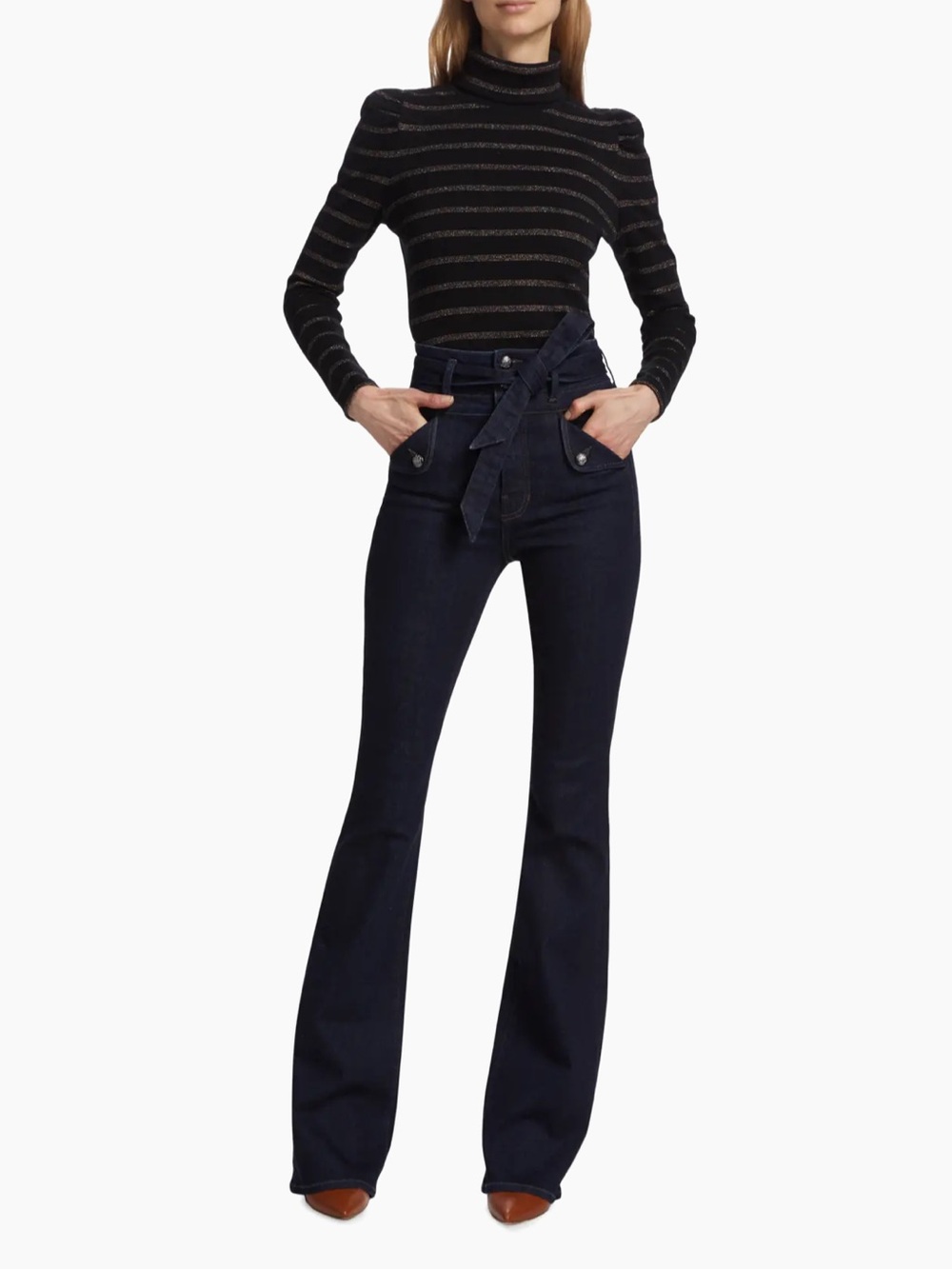 Veronica Beard Giselle Belted Flared Jeans Size 31